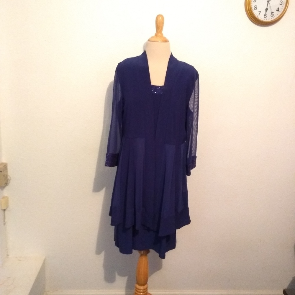 R & M Richards Royal Blue Sequins Dress Set